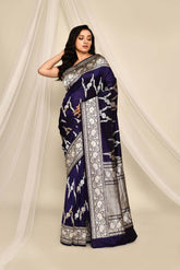 'Noor' Deep Navy Purple Blue Pure Katan Silk Banarasi Handloom Saree